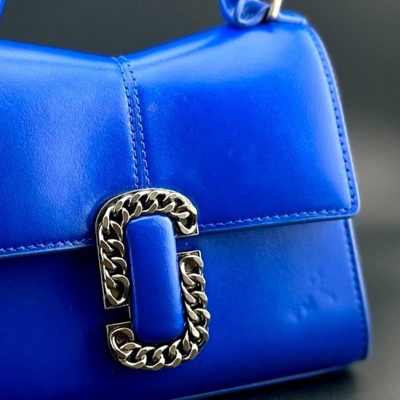 Marc Jacobs The St. Marc Mini Leather Tote Bag In Cobalt,  With Additional Strap - Picture 12 of 16